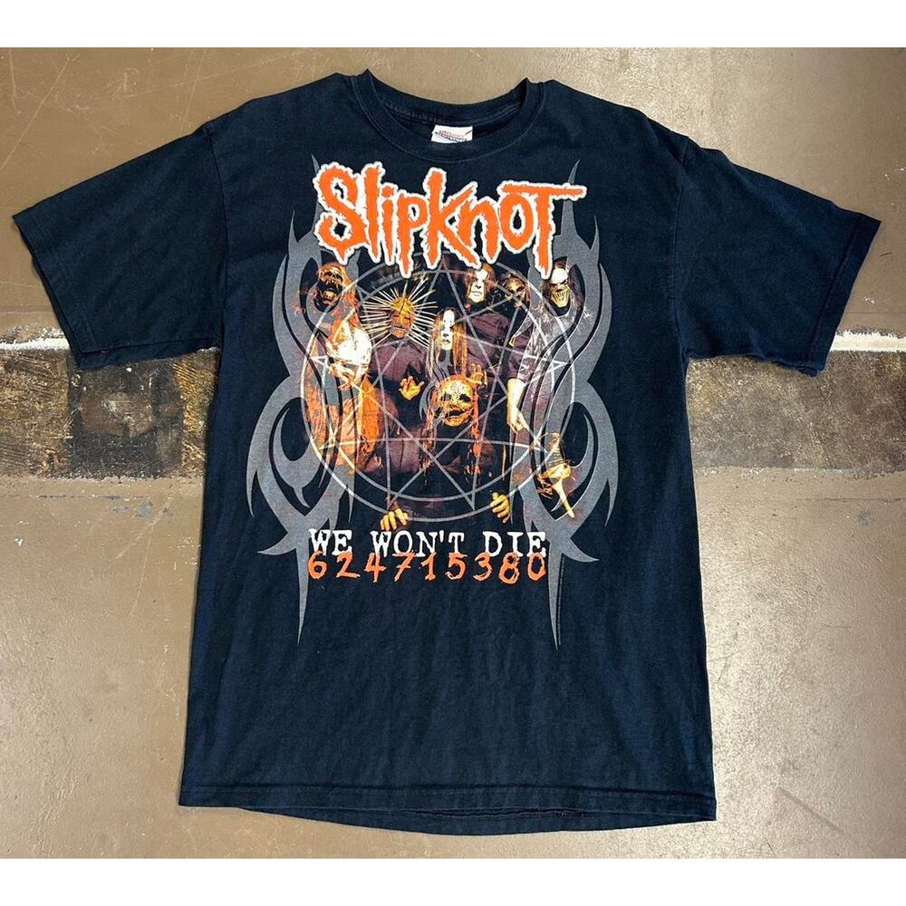 Vintage Y2K Slipknot We Won’t Die 2007 Band Tee Concert Tour Black Graphic Tee